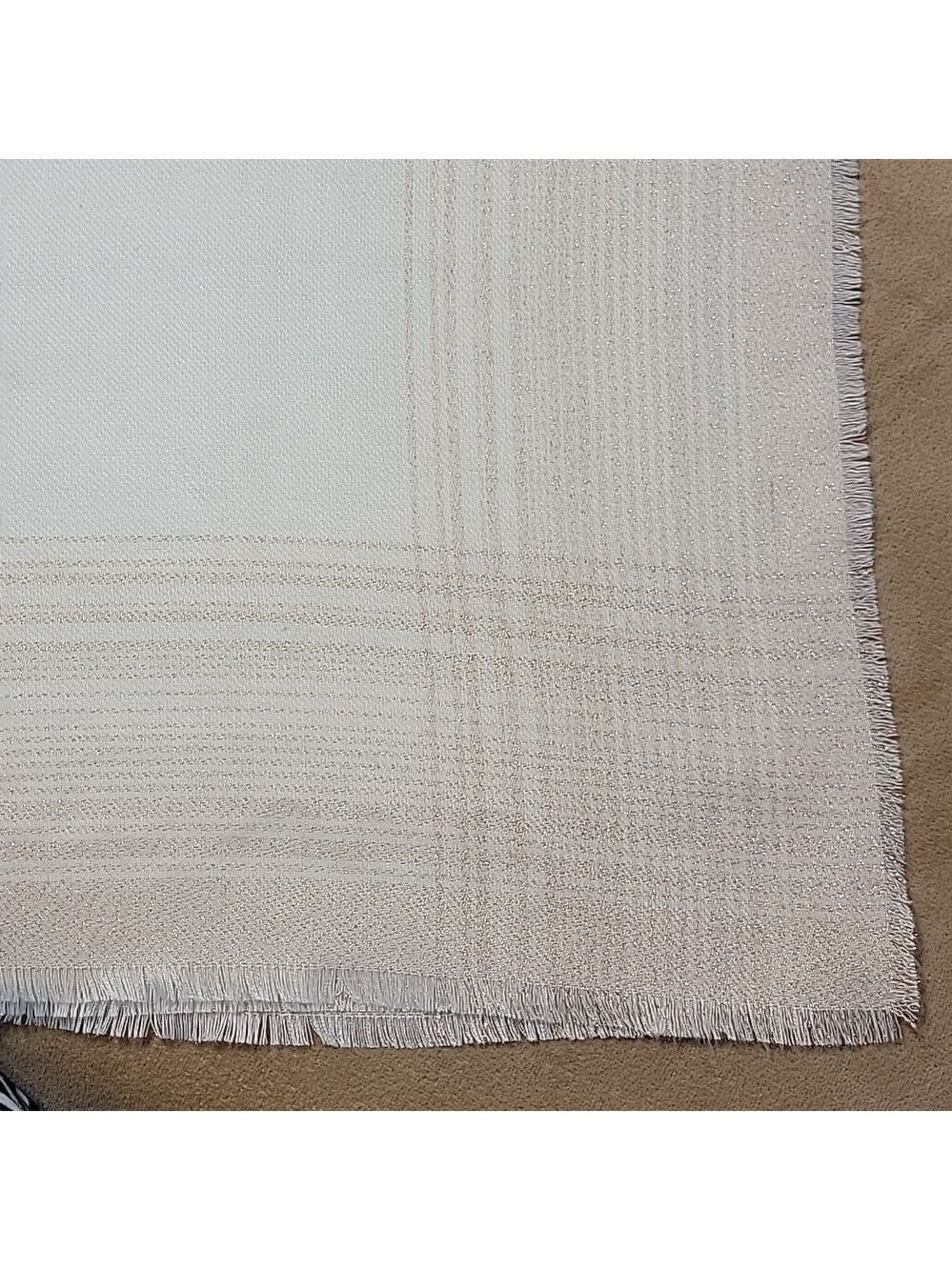 LC Lauren Conrad Solid Soft Touch Square Scarf Ivory & Gold Scarf EUC